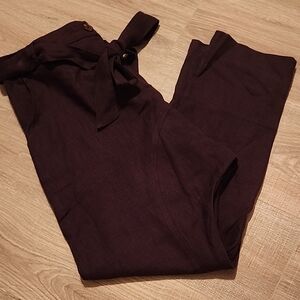 Magic Linen | Chic Women's Wide Leg Pants with Tie-Waist in Deep Brown